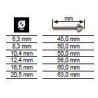 Dimensiosn de : Fraise à chanfreiner HSS 3 dents – 90° – DIN 335 – Ø6,3 à Ø20,5 mm