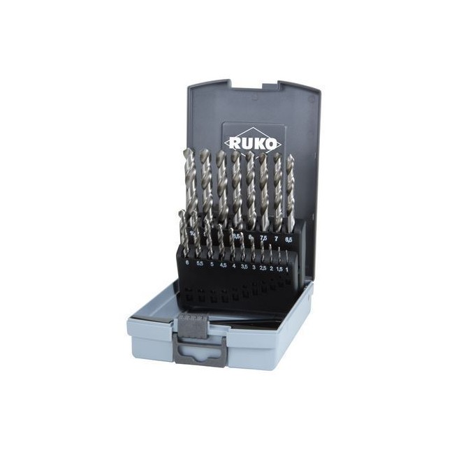 Coffret forets HSSE cobalt 8% RUKO DIN 338 – Ø1 à Ø13 mm, perçage inox et métaux durs