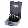 Coffret fraises coniques à chanfreiner RUKO HSS – 90°, Ø4,3 à Ø25 mm, DIN 335