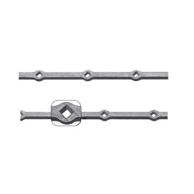 TRAVERSE À TROUS CARRÉE OBLIQUE – ACIER BRUT POUR GRILLES & PORTES