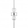 Barreau décoré en fer avec volutes forgées et collier – Carré 12/14 mm, largeur 225 mm