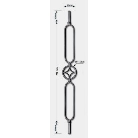 Barreau carré en fer 14 mm – Largeur 80 mm – Longueur 950 ou 1000 mm