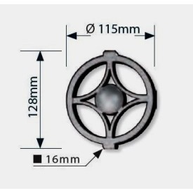 CERCLE BOULE CENTRALE MODERNE ROSACE ACIER FORGÉ
