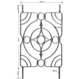 Panneau acier forgé moderne – cercle central – 665x1000 mm