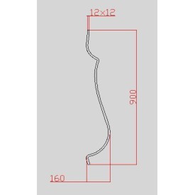 Barreau acier carré 12x12 mm – double galbe forgé – hauteur 800 ou 900 mm