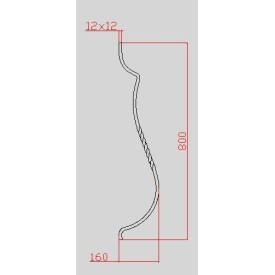 Barreau double galbe torsadé – carré 12x12 mm – acier forgé – 800 ou 900 mm