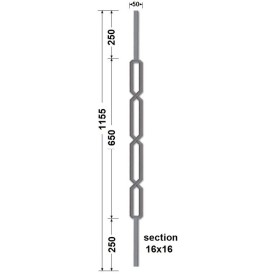 Barreau déco fer forgé hexagonal 1150x50 mm – acier carré soudable