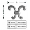 DOUBLE VOLUTE POUR DÉCOR DE BARREAU Ø14 ou 16mm