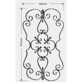 Panneau acier forgé – volutes assemblées par colliers – 875x486 mm