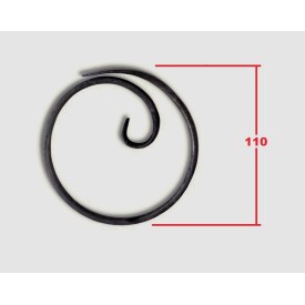 Cercle spirale en fer forgé – forme escargot – Ø110 mm – plat 12x6 à 16x5 mm