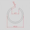 CERCLE OUVERT EN ACIER PLAT – Ø110 MM – SECTION 16 X 8 OU 20 X 6 MM