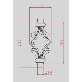 Garniture centrale ajourée acier – pour barreau rond Ø12 ou Ø16 mm
