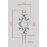 GARNITURE CENTRALE AJOURÉE EN ACIER POUR BARREAU ROND Ø12 OU Ø16