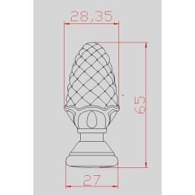 Pigne en acier décorative soudable – 65 ou 90 mm – embase Ø27 ou Ø40