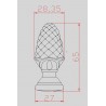 PIGNE EN ACIER POUR DÉCORATION INTÉRIEUR / EXTÉRIEUR – HAUTEUR 65 OU 90 MM – EMBASE Ø27 OU Ø40 MM