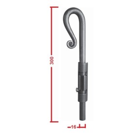 VERROU PISTOLET FORGÉ H300 OU H500 Ø16 MM – POUR PORTAIL OU PORTILLON EN ACIER