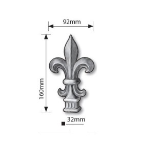 FER DE LANCE FLEUR DE LYS BARREAU CARRÉ FER FORGÉ M0392