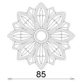 Rosace décorative en acier Ø85 mm – motif floral taraudé M5