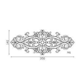Palmette longue aluminium 350x140 mm à motifs fleurs et feuilles – fixation invisible