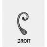 Volute en J droite ou gauche en fer plat forgé – queue de carpe – finition lisse ou martelée