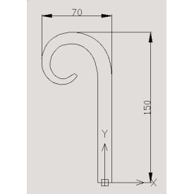 Volute courte en J acier forgé carré lisse ou martelé – queue de carpe – 150x70 mm