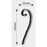 Volute en J en acier forgé à chaud avec queue de carpe – 220x65 mm