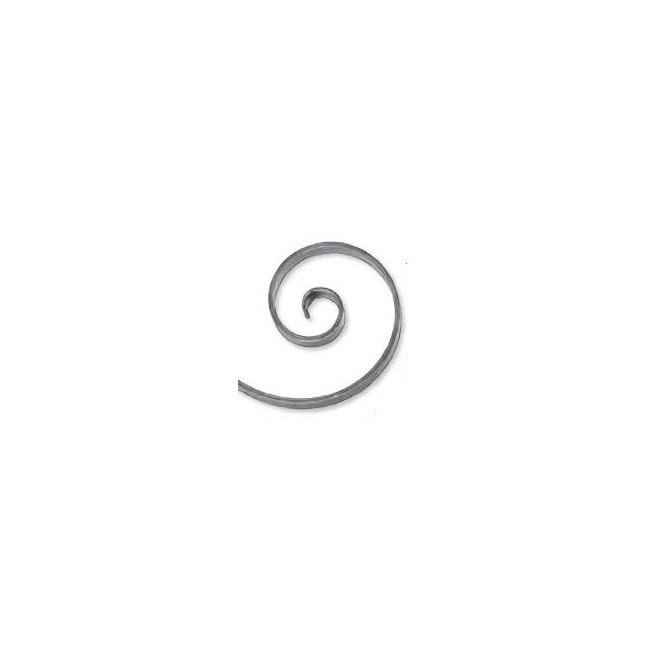 Volute escargot en fer plat 40x8 mm – 240x300 mm, non soudée, queue de carpe gravée