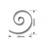 Volute escargot en fer plat 40x8 mm – 240x300 mm, non soudée, queue de carpe gravée