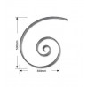 Volute escargot en fer plat 40x8 mm – 240x300 mm, non soudée, queue de carpe gravée