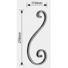 Volute en S symétrique acier forgé 270x110 mm – finition queue de carpe double face