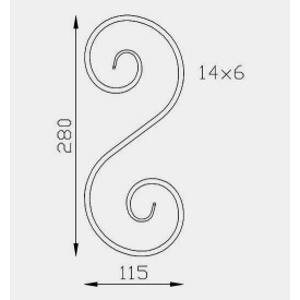 VOLUTE S SYMÉTRIQUE 320X115 OU 280X115 ACIER PLAT 14x6 M0517