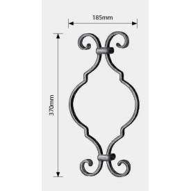 Volutes préassemblées en acier forgé – forme spéciale 370x185 mm – queue de carpe gravée