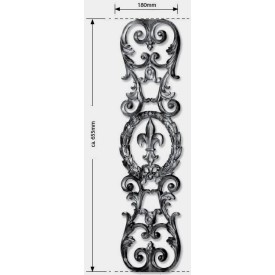 Balustre fonte 655x180 mm – taraudé M6 – design d’artisan MOF