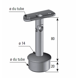 Support main courante inox 90° articulé – Tube Ø42.4 ou Ø48.3 – Réglable
