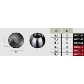 Boule de finition en inox pour rond étiré Ø10 à 14 mm – Inox 304 ou 316