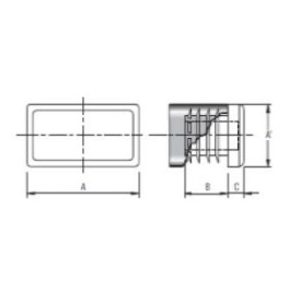 EMBOUT PATIN ÉPAIS TUBE RECTANGULAIRE BOUCHON PEBD M8003