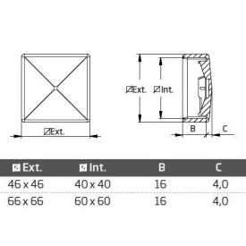 EMBOUT TUBE ENVELOPPANT CARRÉ BOUCHON 40X40 60X60 M8055