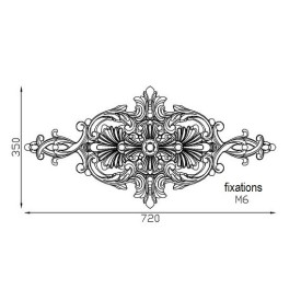 Palmette en aluminium brut 720x350 mm – fixation M6 invisible