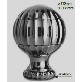 BOULE DE DÉPART ESCALIER EN INOX CHROMÉ NOIR – Ø110 MM