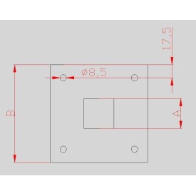 Platine carrée acier avec trou carré central – fixation tube carré ou plein de 16 à 100 mm