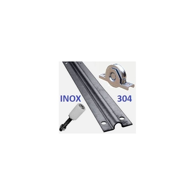 KIT INOX ROUES U + RAILS + OLIVES SUPPORT INTÉRIEUR M9446