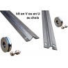 Kit inox 304 : rails U 1,5 m, roues ø50, olives ø30, support intérieur encastrable.