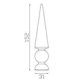 Fer de lance conique acier forgé – Ø12 mm, 152 mm de haut, pour clôture