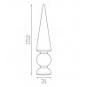 Fer de lance conique pointe acier forgé rond - 152x31mm