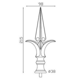 Fer de lance en fonte soudable 215x98 – Base ø38 pour barreau rond