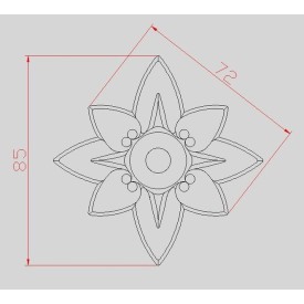 Fleur étoile en fonte Ø85 mm à visser – fixation taraudée M5