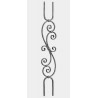 Volute balustre en fer forgé, double fixation carrée 16x8 mm, dimensions H1150 x L180 mm.