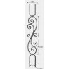 Volute balustre en fer forgé, double fixation carrée 16x8 mm, dimensions H1150 x L180 mm.