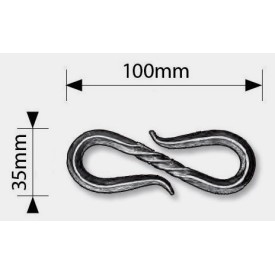 Maillon de chaîne en acier forgé 100x35 mm avec pigne torsadée pour carré de 6 mm