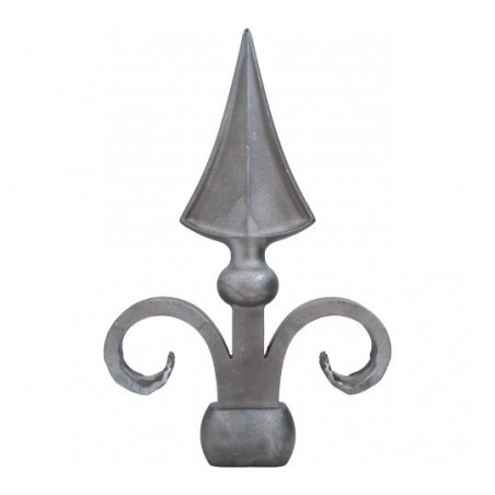 Fer de lance en acier moulé – Ø48 mm, hauteur 225 mm, pour barreau rond